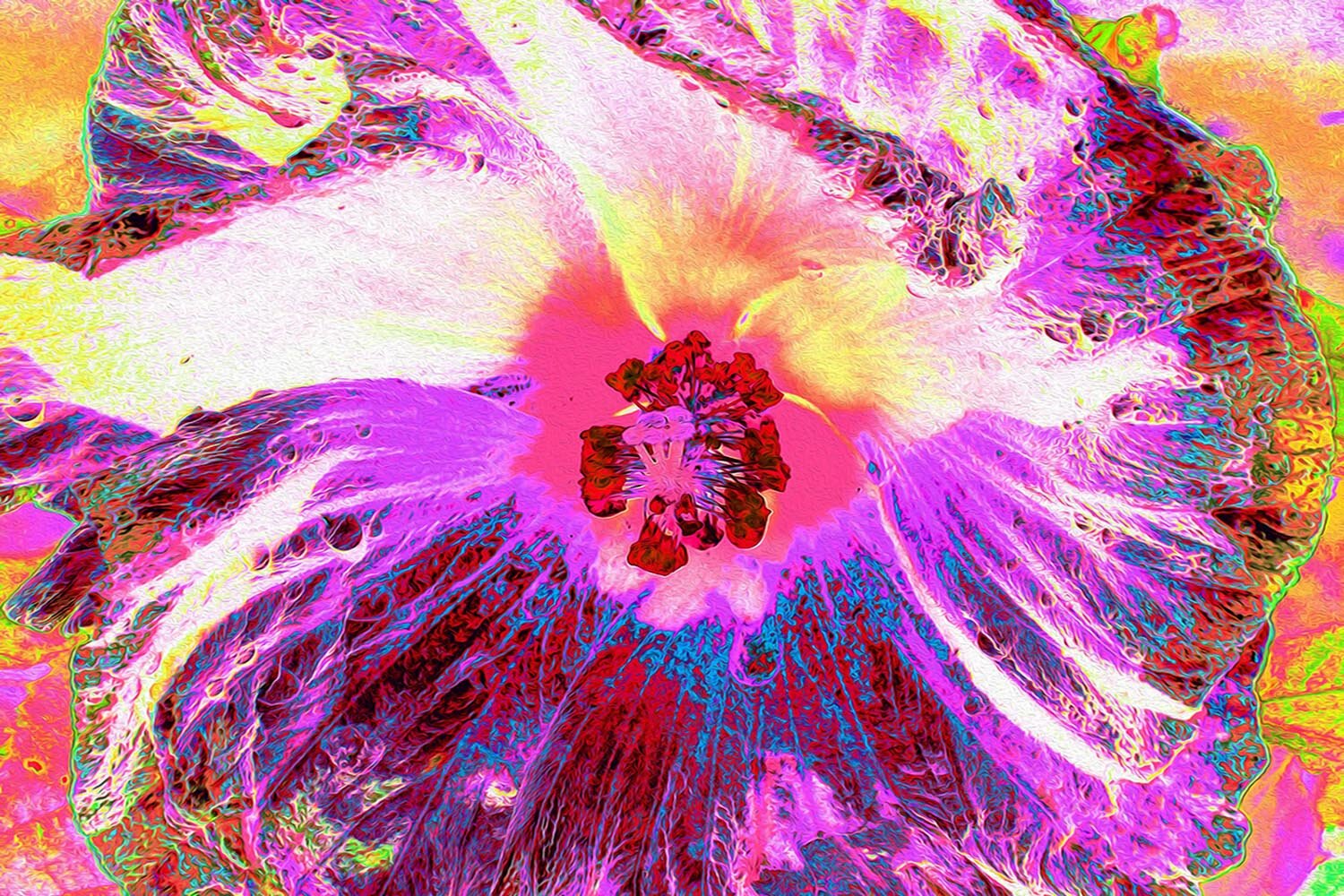 Psychedelic Trippy Rainbow Colors Hibiscus Flower