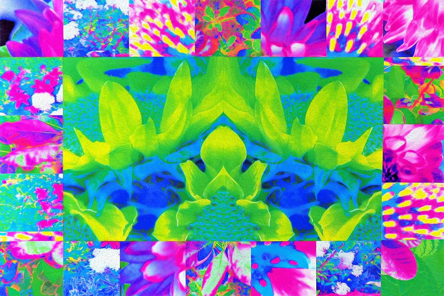 Abstract Patchwork Sunflower Garden Collage 