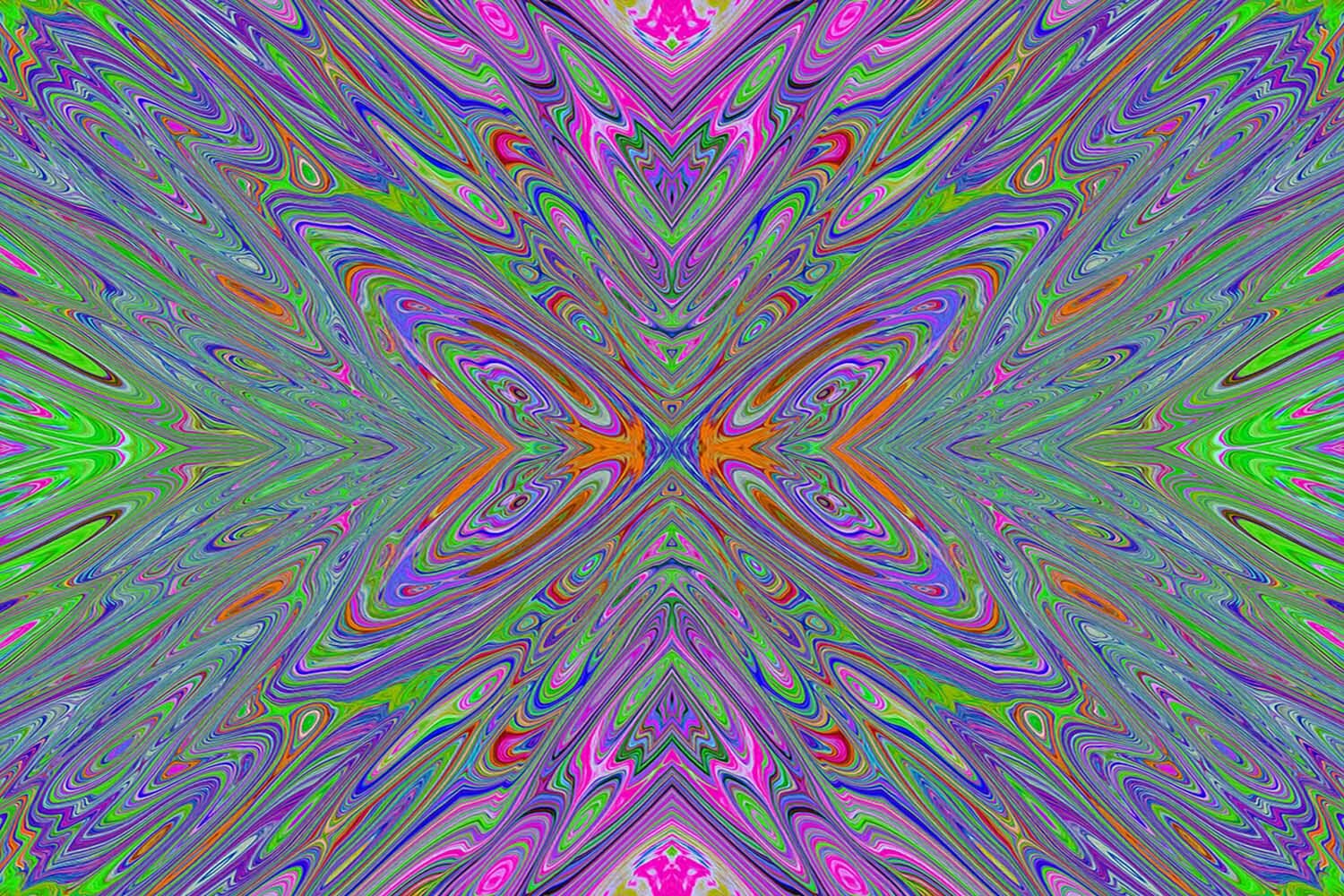 Abstract Trippy Purple, Orange and Lime Green Butterfly