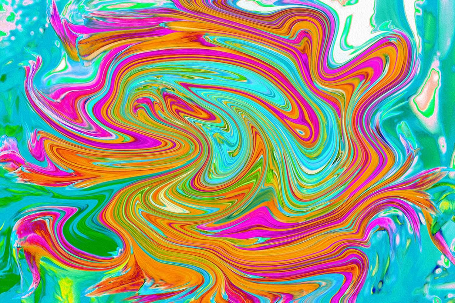 Blue, Orange and Hot Pink Groovy Abstract Retro Art