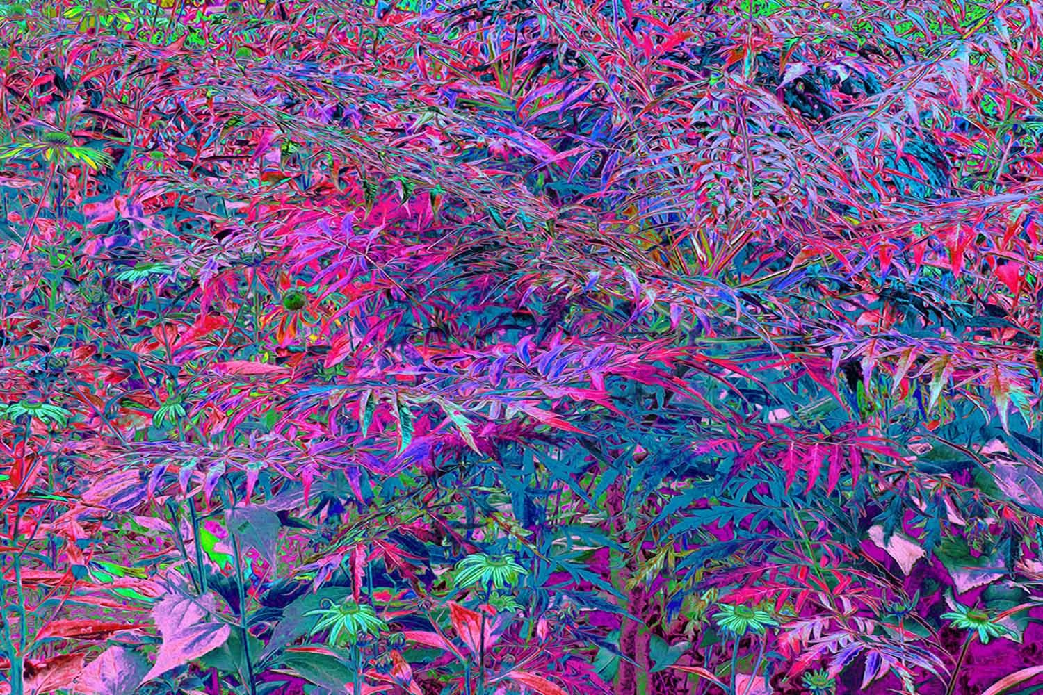Abstract Psychedelic Rainbow Colors Foliage Garden