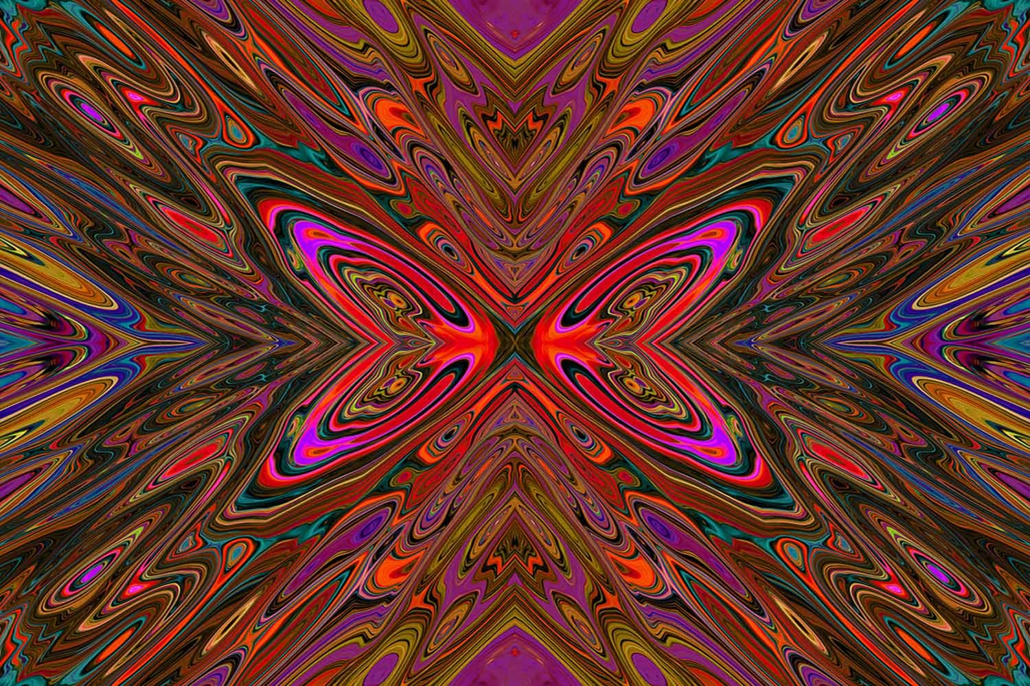Abstract Trippy Orange and Magenta Butterfly