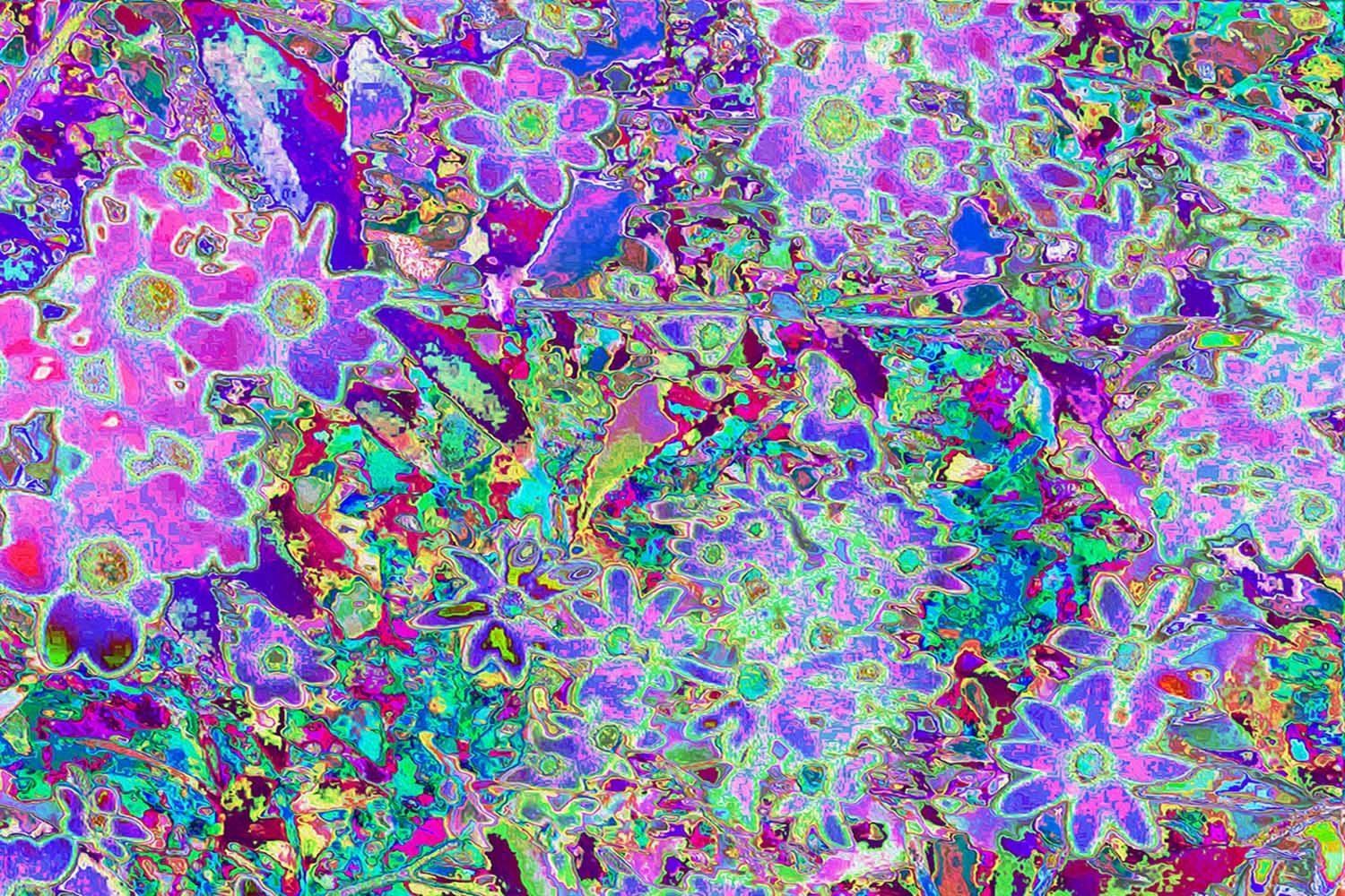 Trippy Abstract Pink and Purple Flowers