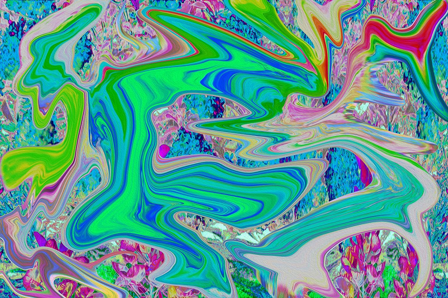 Colorful Marbled Lime Green Abstract Retro Liquid Art