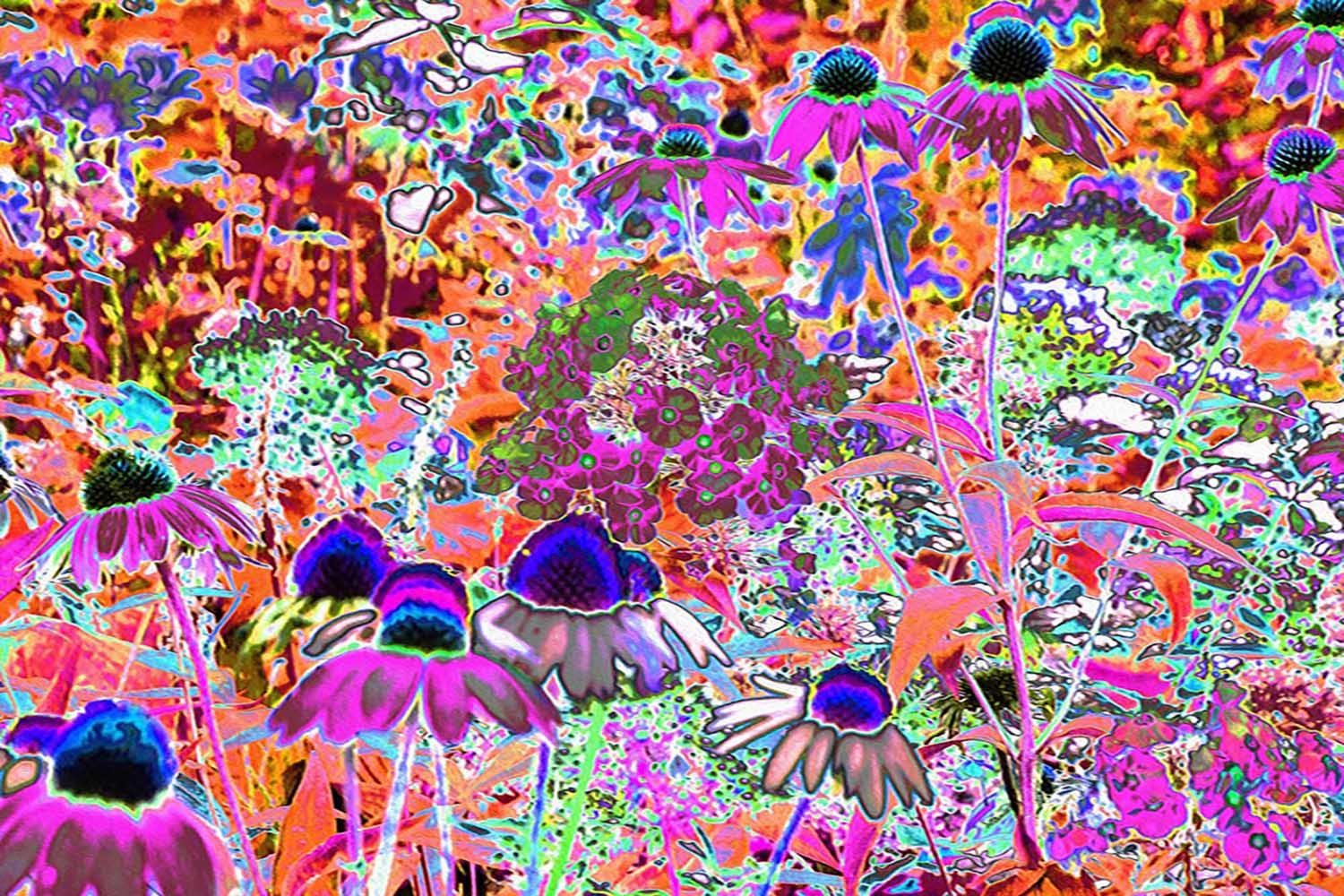 Psychedelic Hot Pink and Lime Green Garden Flowers
