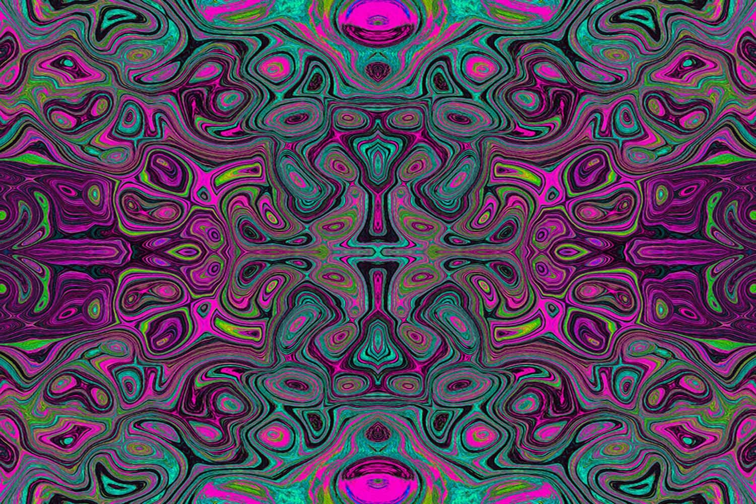 Abstract Magenta and Teal Blue Groovy Retro Pattern
