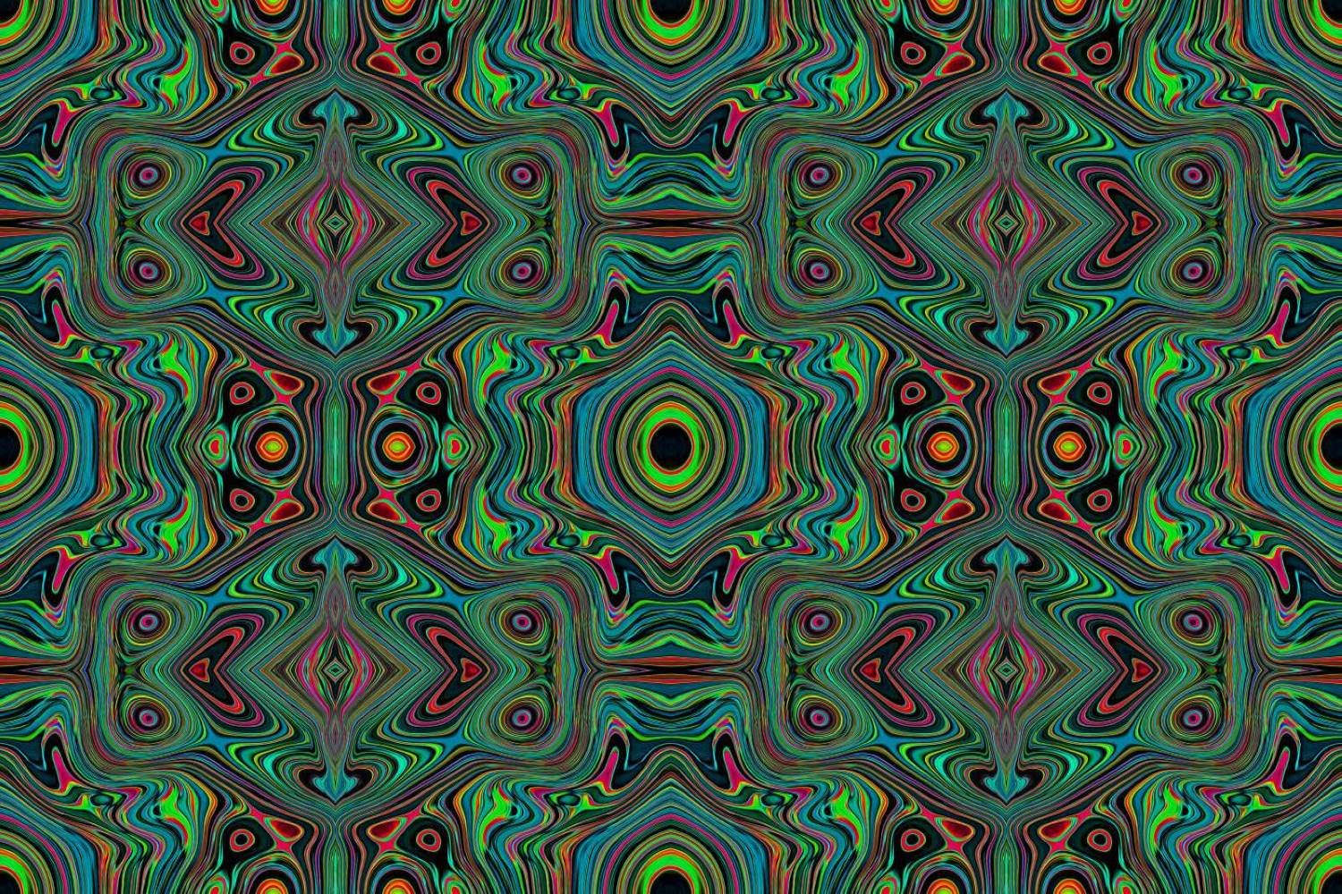 Trippy Retro Black and Lime Green Abstract Pattern