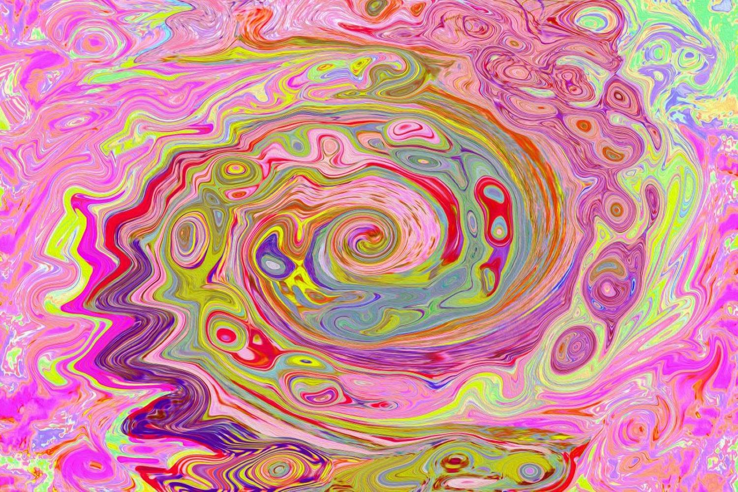 Retro Pink, Yellow and Magenta Abstract Groovy Art