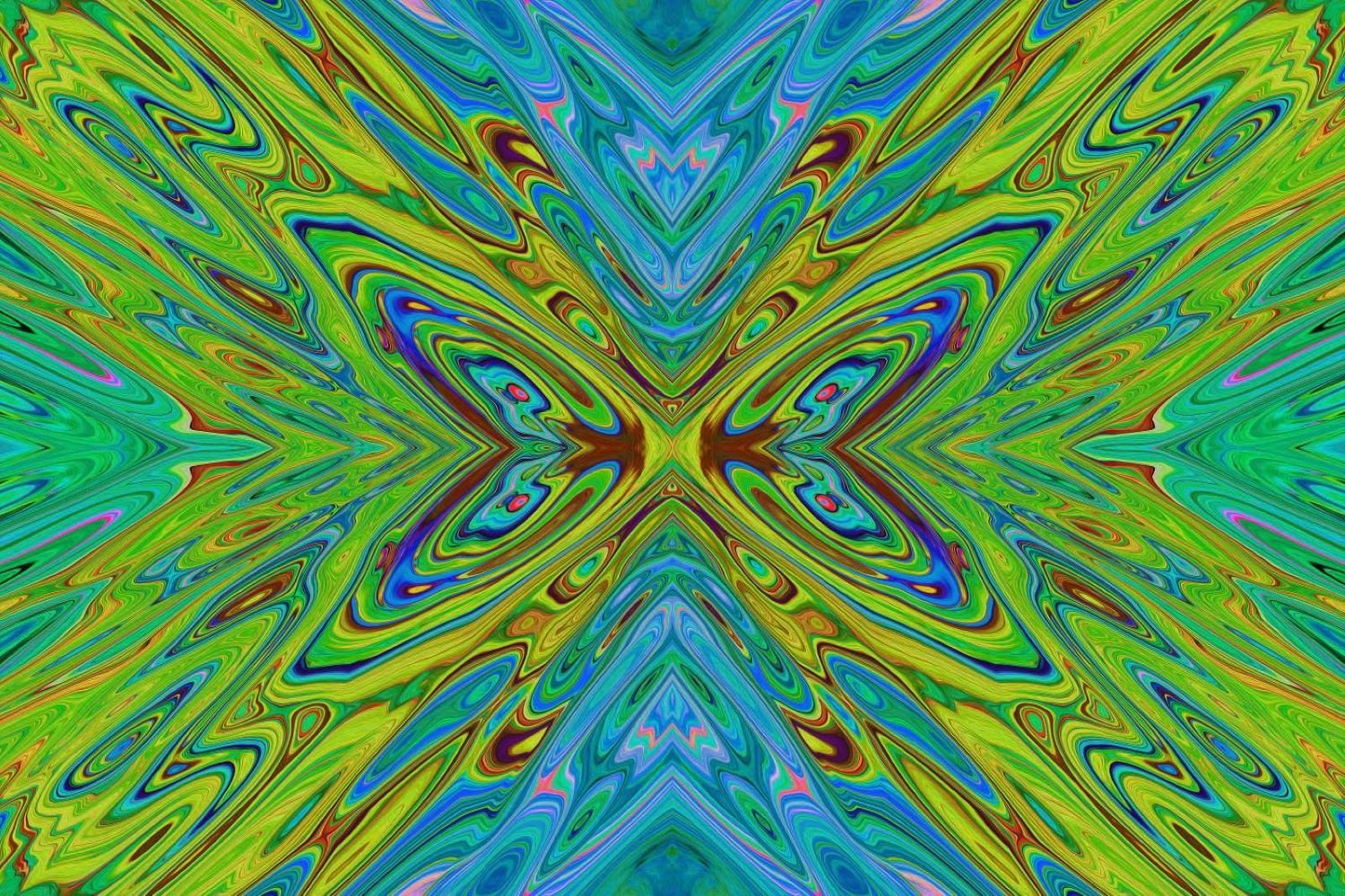 Trippy Chartreuse and Blue Abstract Butterfly