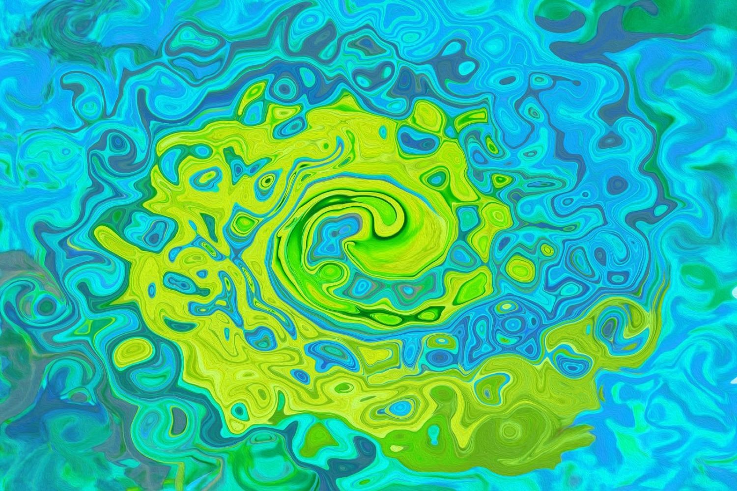 Groovy Chartreuse and Aquamarine Liquid Swirl