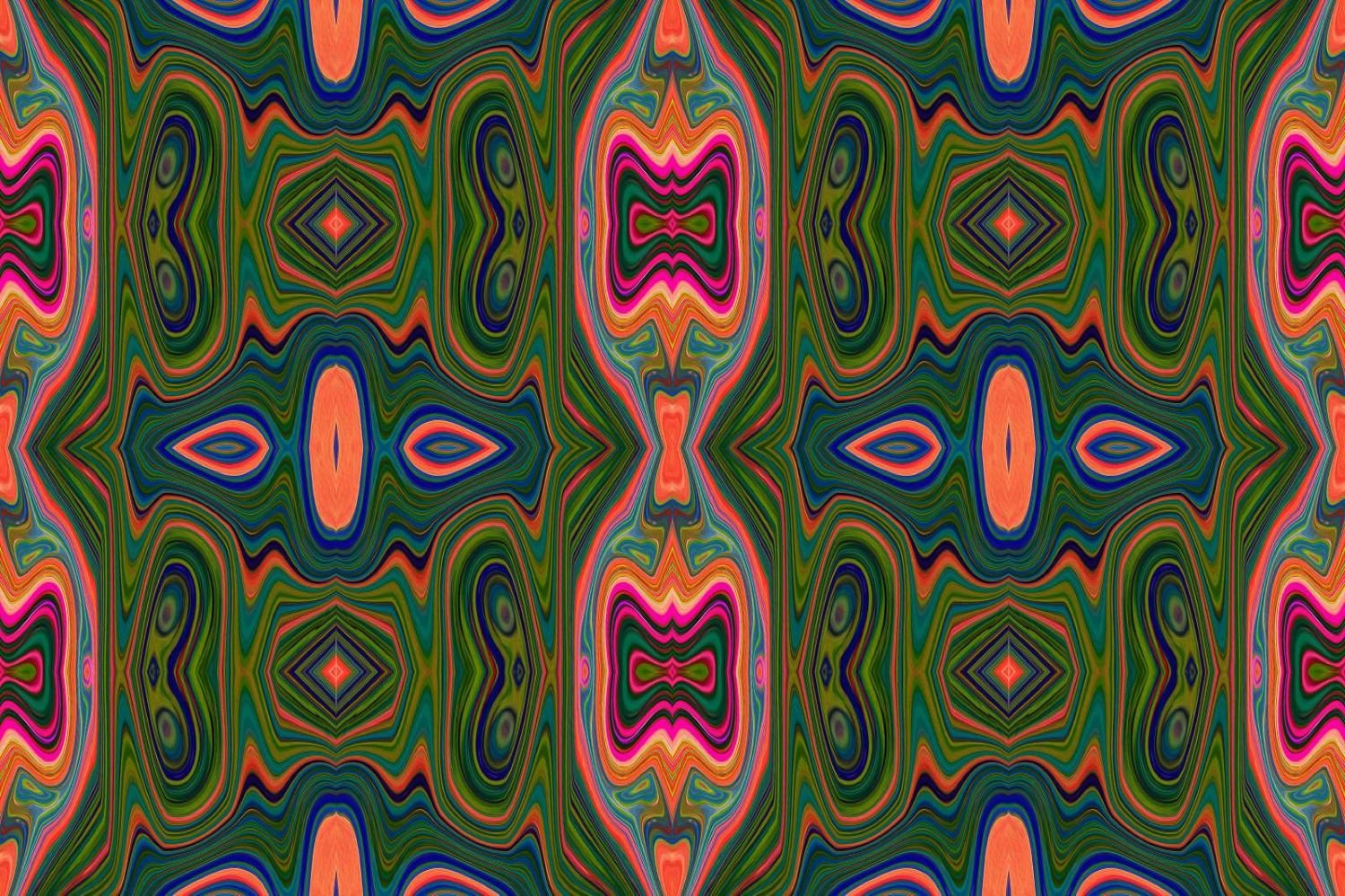 Retro Abstract Blue, Green and Orange Pattern