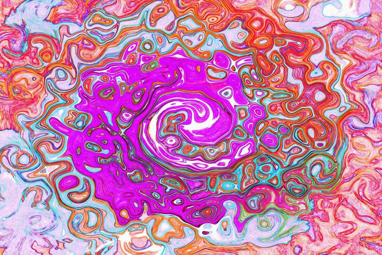 Purple and Orange Groovy Abstract Retro Liquid Swirl