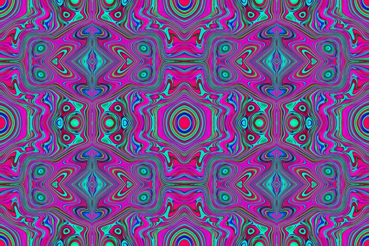 Trippy Retro Magenta, Blue and Green Abstract