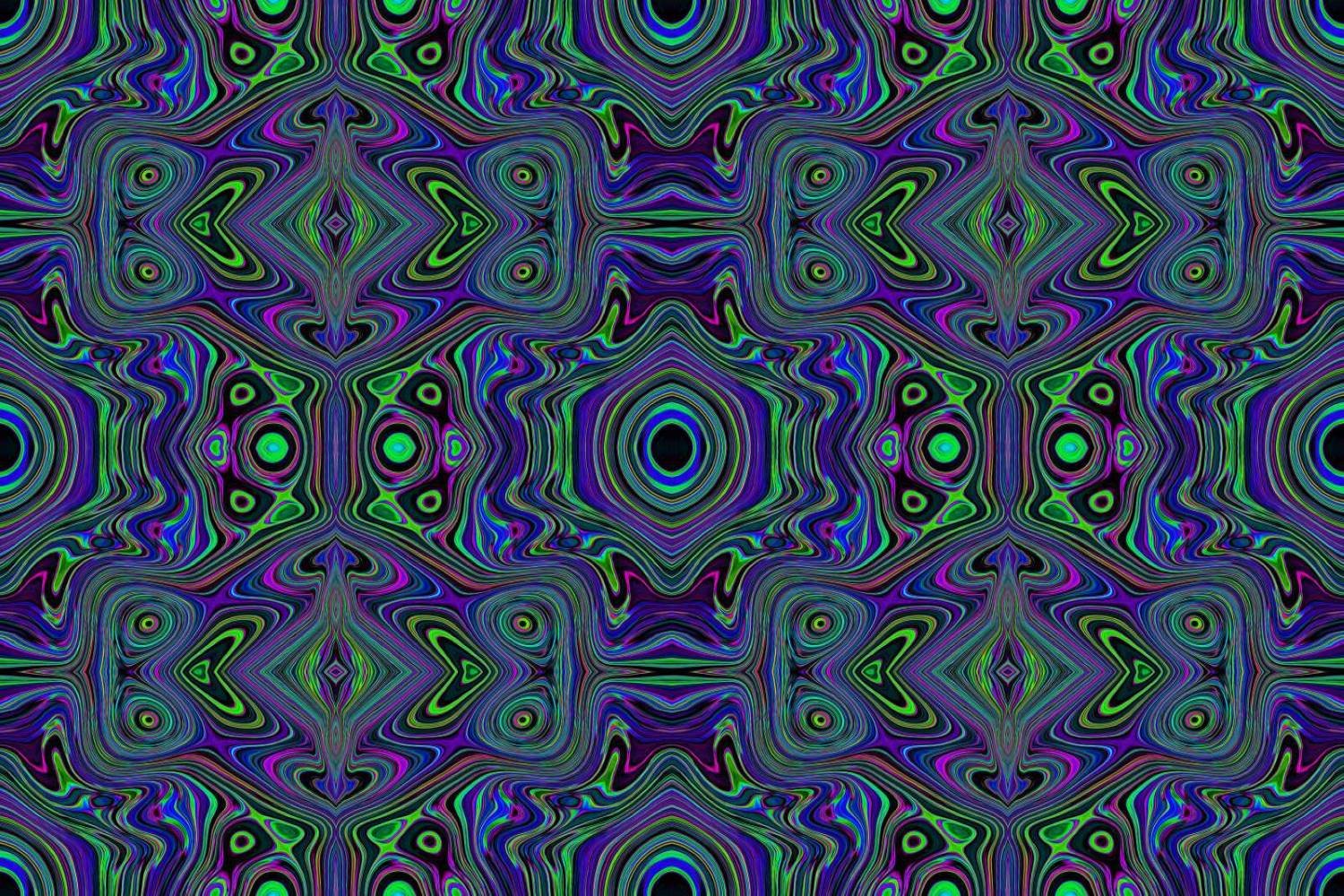Trippy Retro Royal Blue and Lime Green Abstract