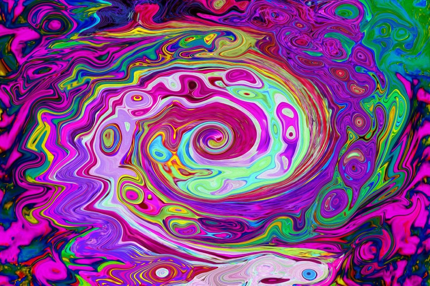 Groovy Abstract Retro Magenta Rainbow Swirl