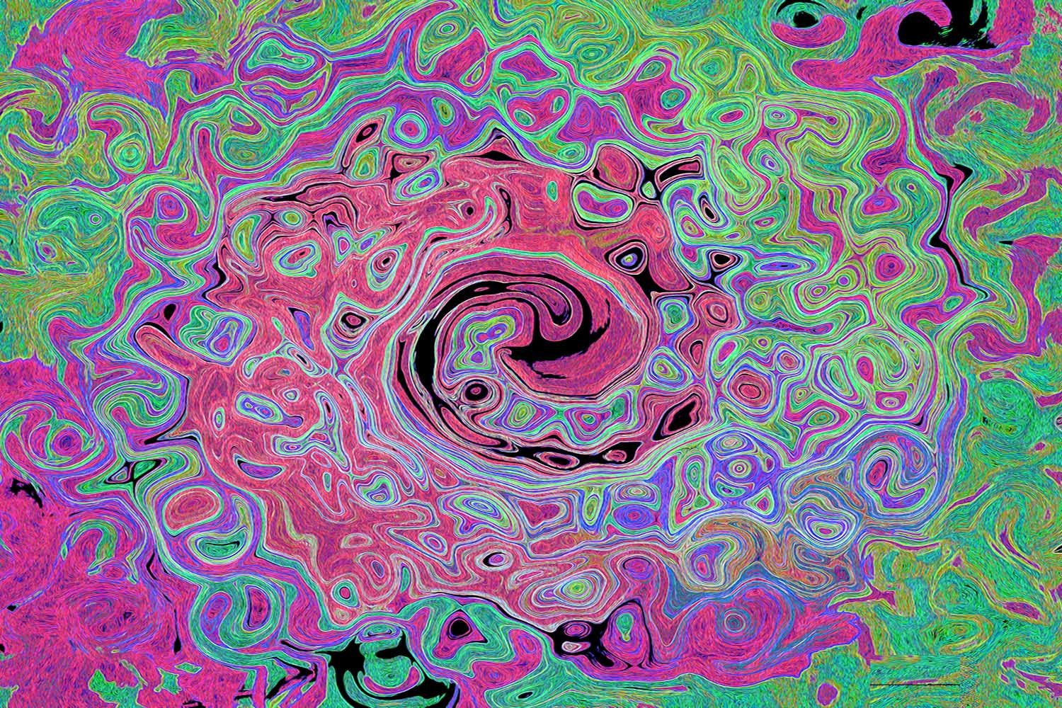 Pink and Lime Green Groovy Abstract Retro Swirl