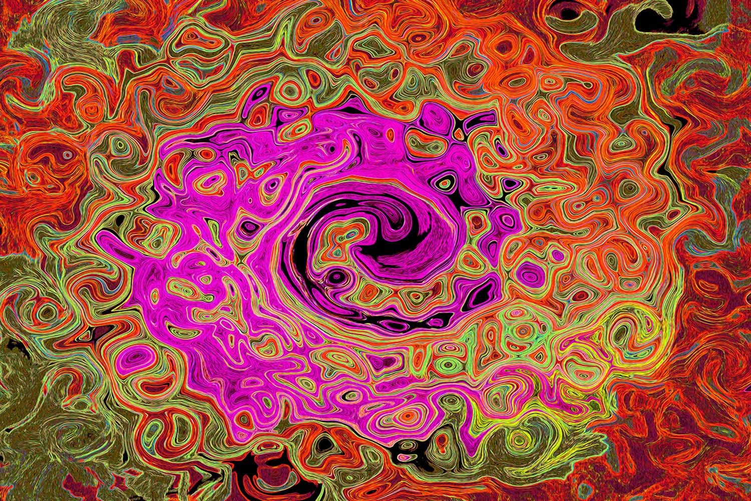 Hot Pink Groovy Abstract Retro Liquid Swirl