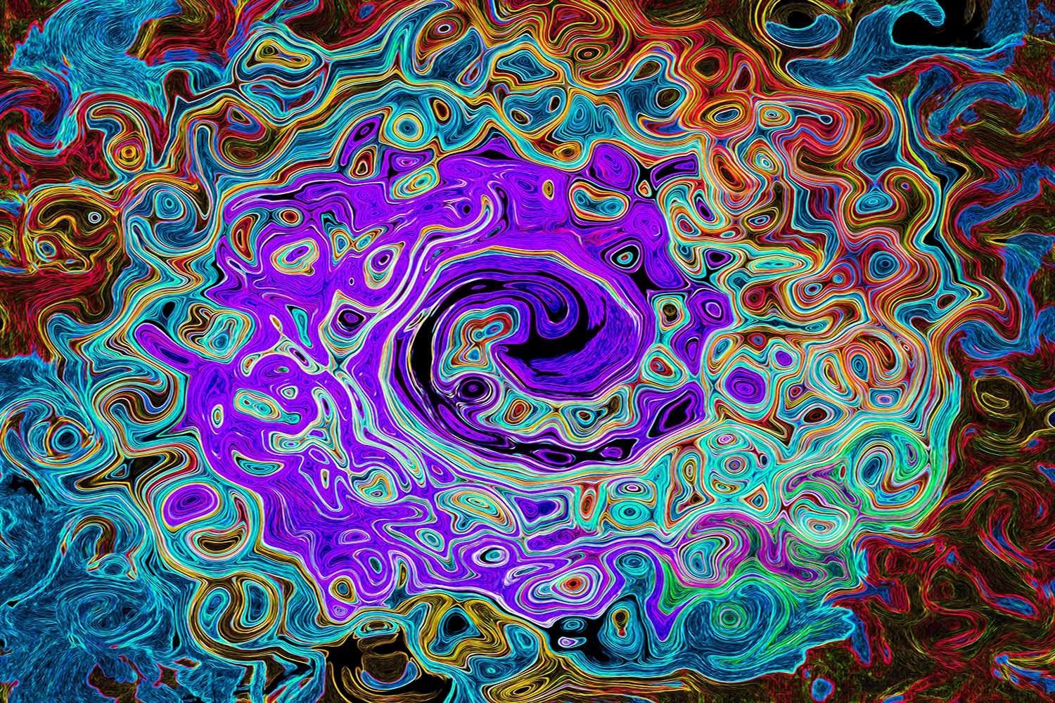 Purple Colorful Groovy Abstract Retro Liquid Swirl