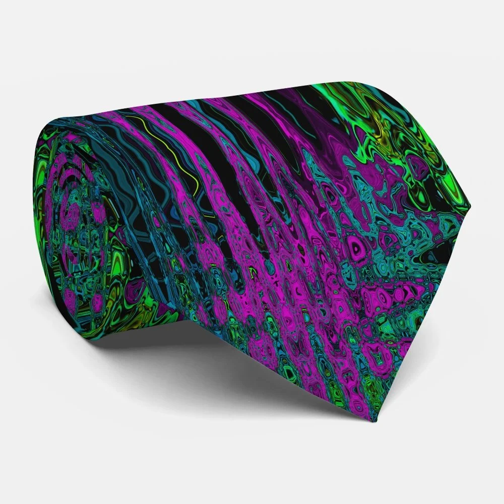 Bold Magenta Abstract Groovy Atomic Waves Neck Tie