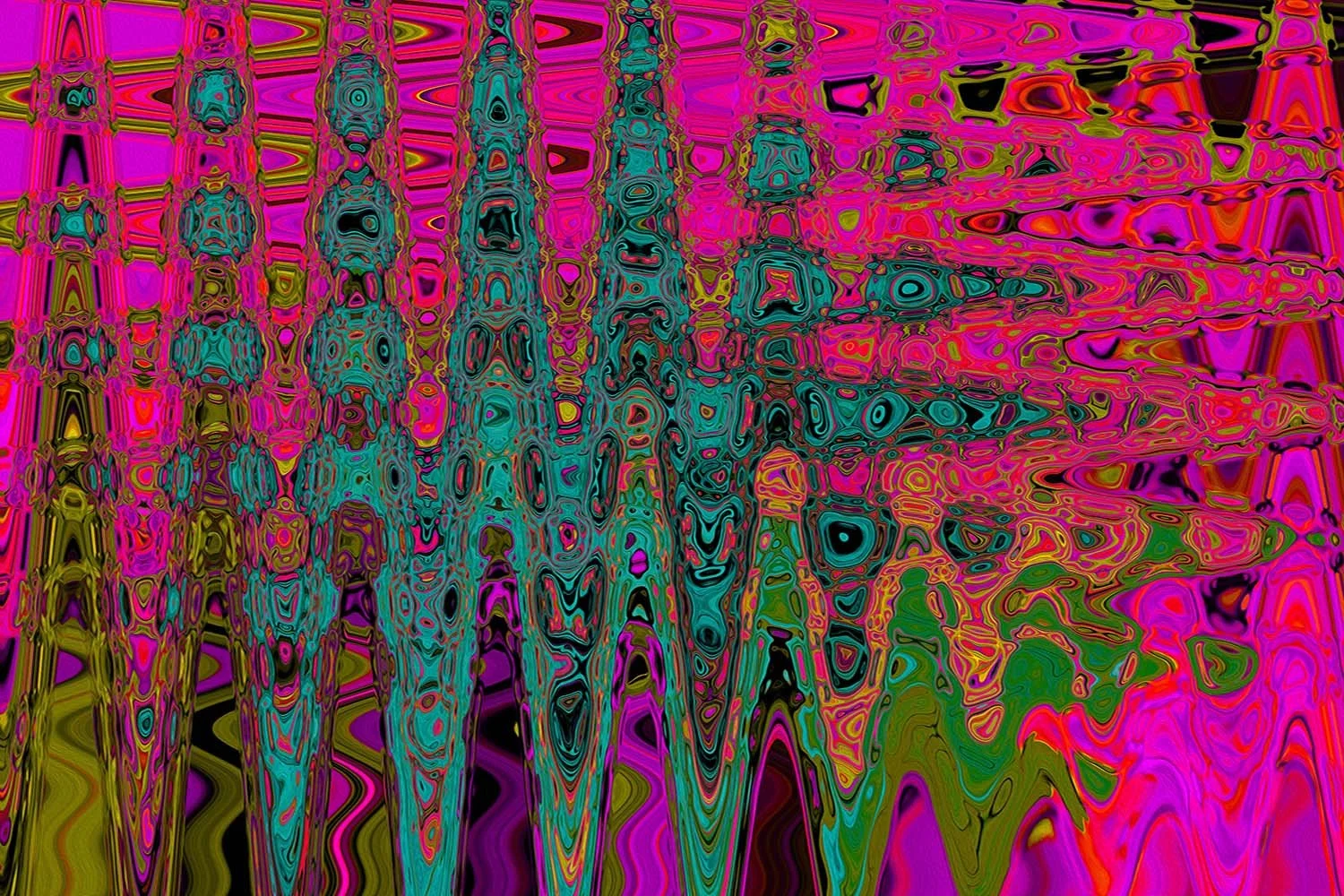 Trippy Turquoise Abstract Retro Atomic Waves