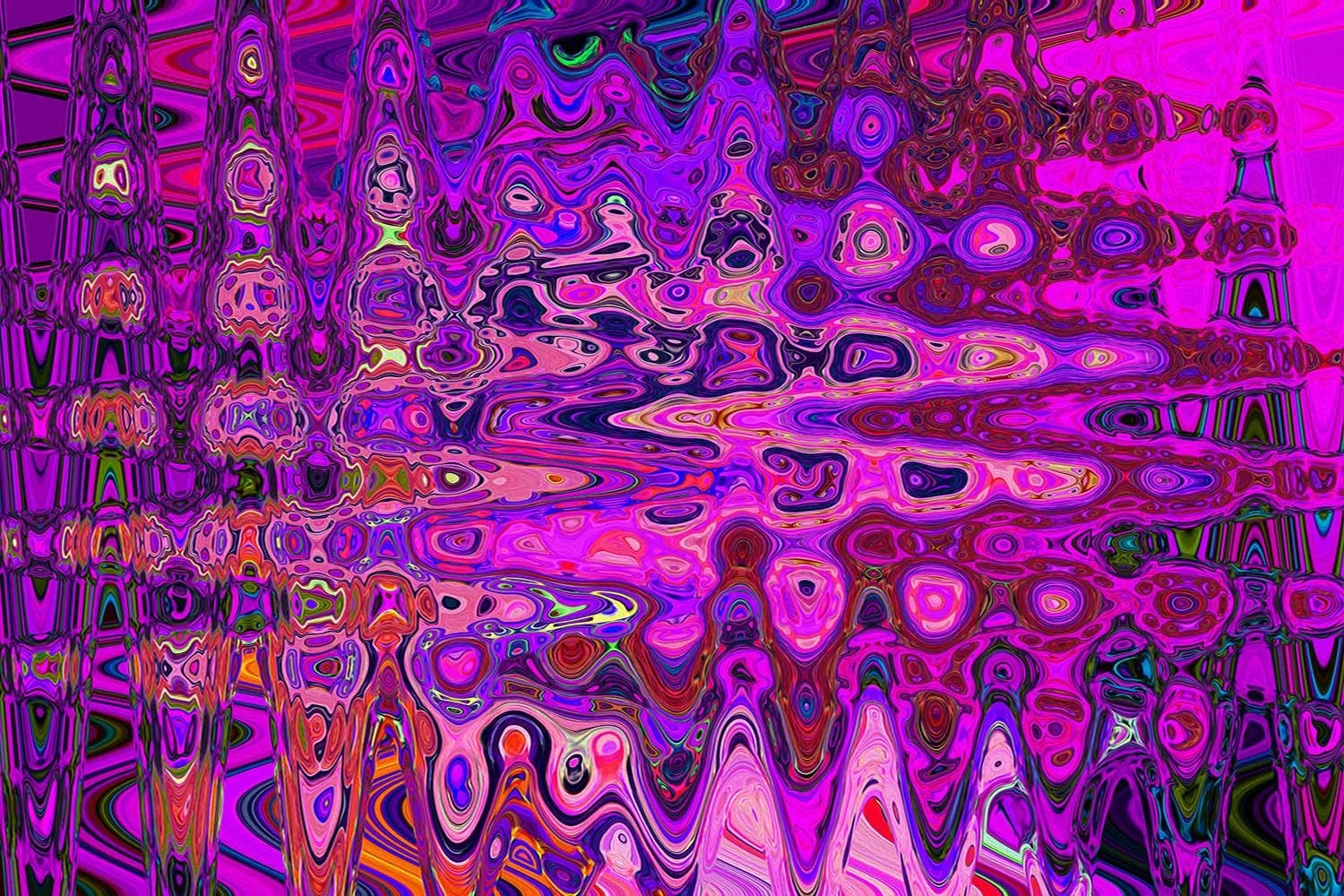Abstract Mosaic Pink and Purple Wavy Retro