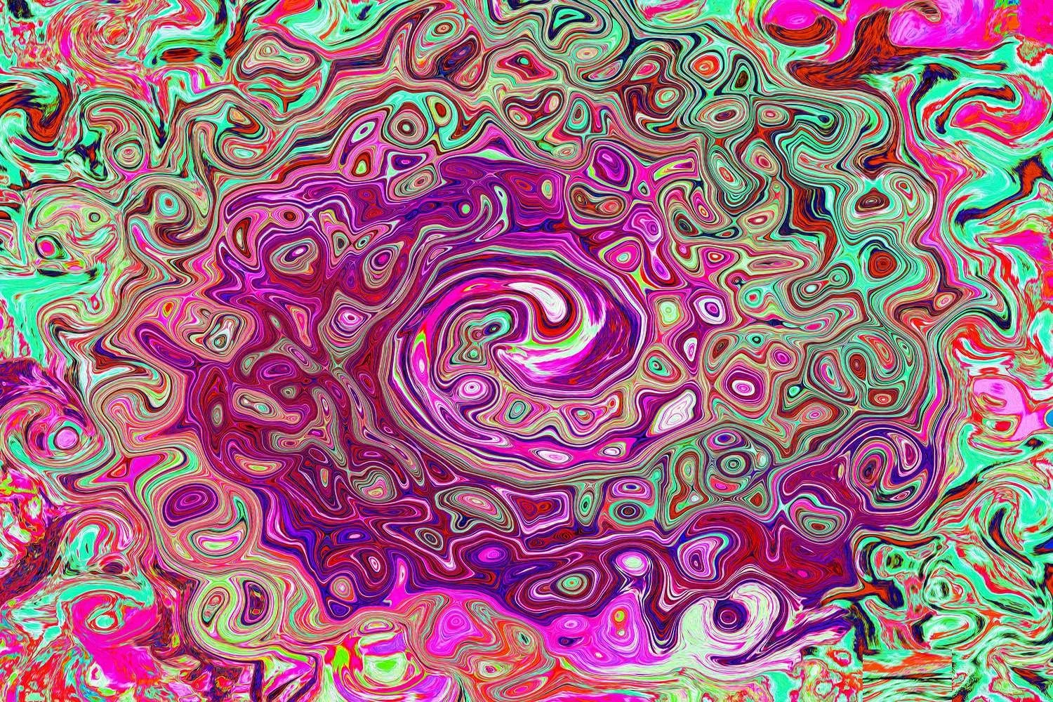 Abstract Magenta and Green Retro Liquid Swirl