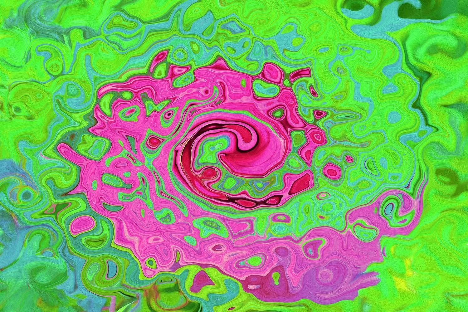 Groovy Abstract Green and Red Lava Liquid Swirl