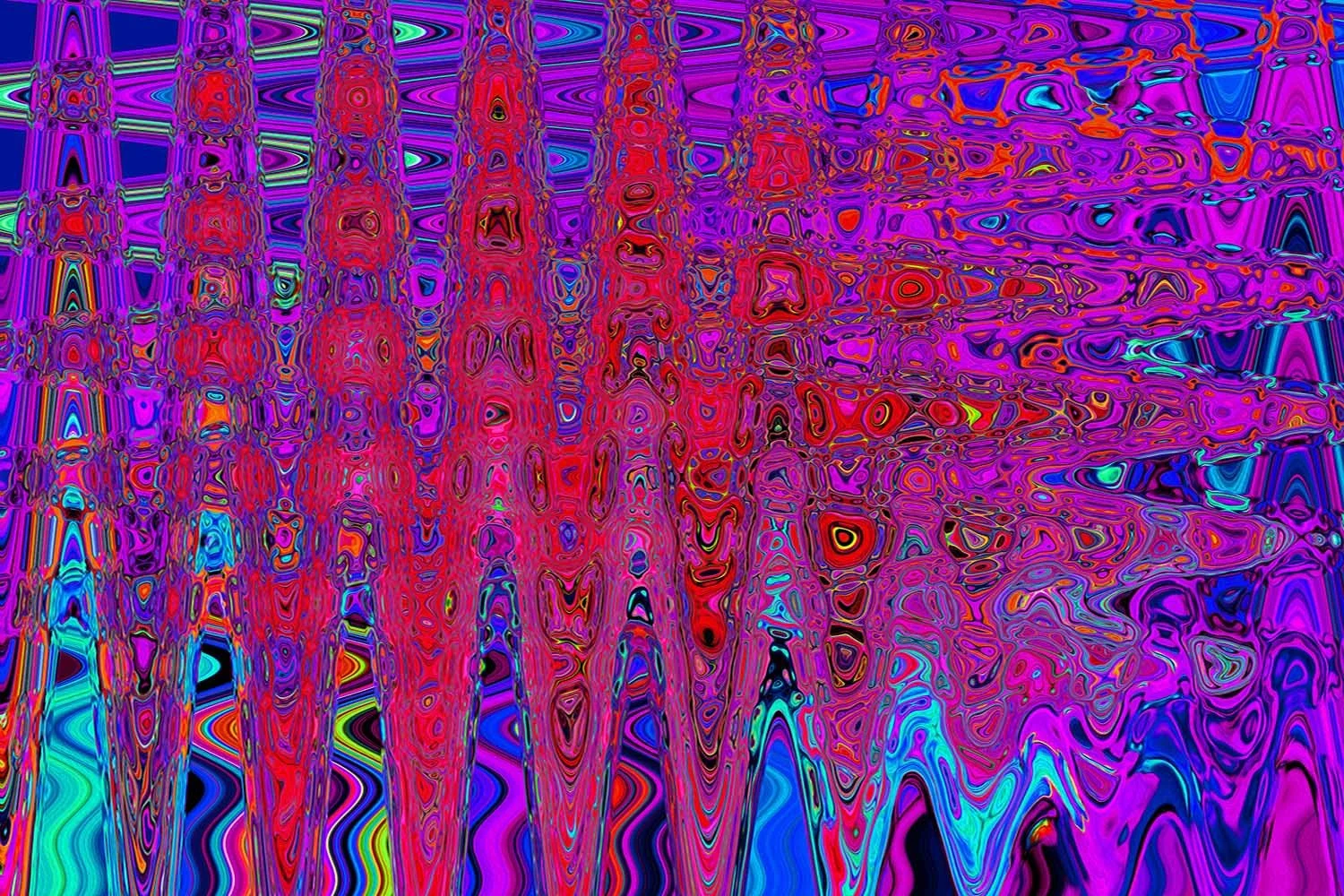 Trippy Red and Purple Abstract Retro Atomic Waves
