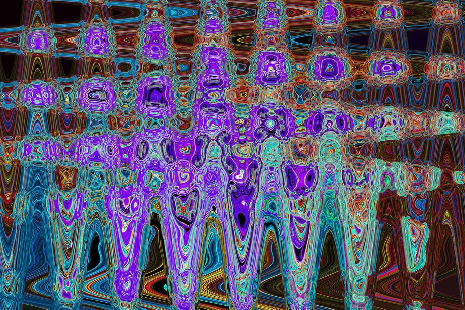 Purple Colorful Groovy Abstract Retro Atomic Waves