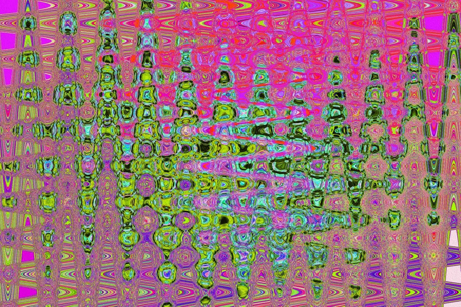 Wavy Abstract Green and Red Retro Mosaic Zigzags