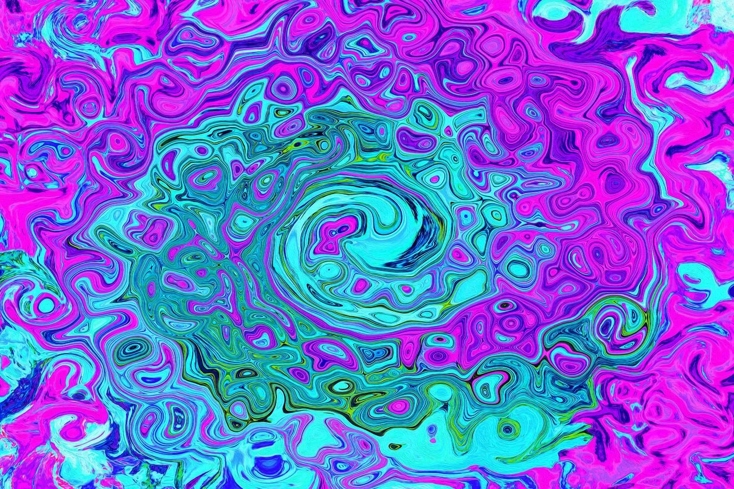Aquamarine and Magenta Cool Retro Liquid Swirl