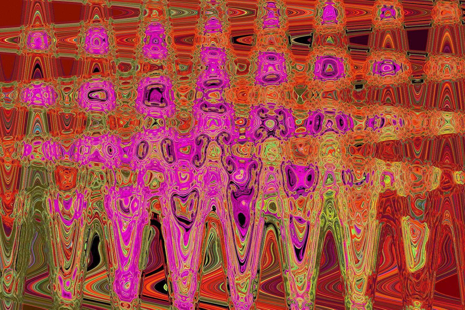 Hot Pink Groovy Abstract Retro Atomic Waves