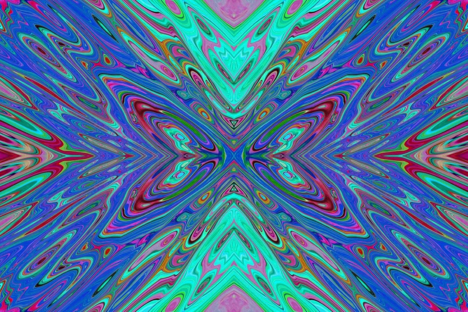 Trippy Retro Blue and Red Abstract Butterfly