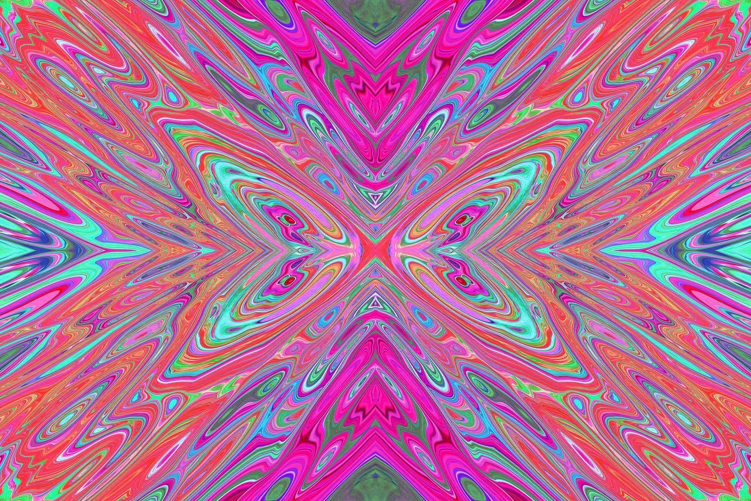 Trippy Pink, Aqua and Magenta Abstract Butterfly