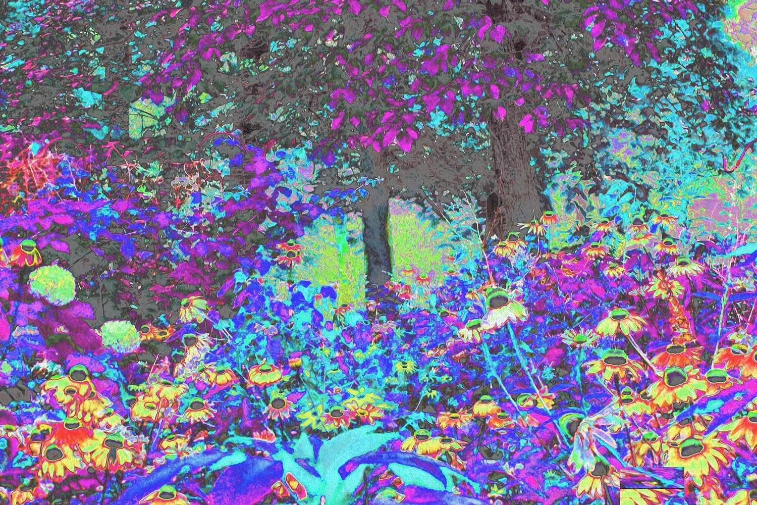 Trippy Lime Green and Purple Garden Sunrise