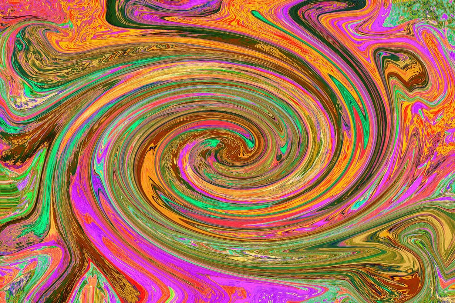 Groovy Abstract Retro Orange and Green Swirl