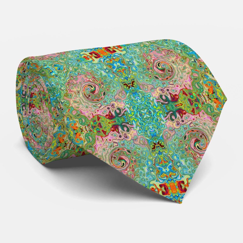 Retro Groovy Abstract Colorful Rainbow Swirl Neck Tie