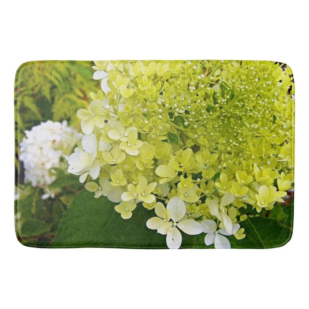 Elegant Chartreuse Green Limelight Hydrangea Bath Mat