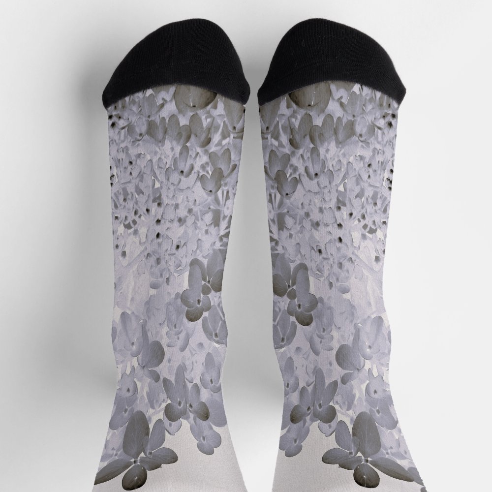 Elegant Black and Gray Limelight Hydrangea Socks