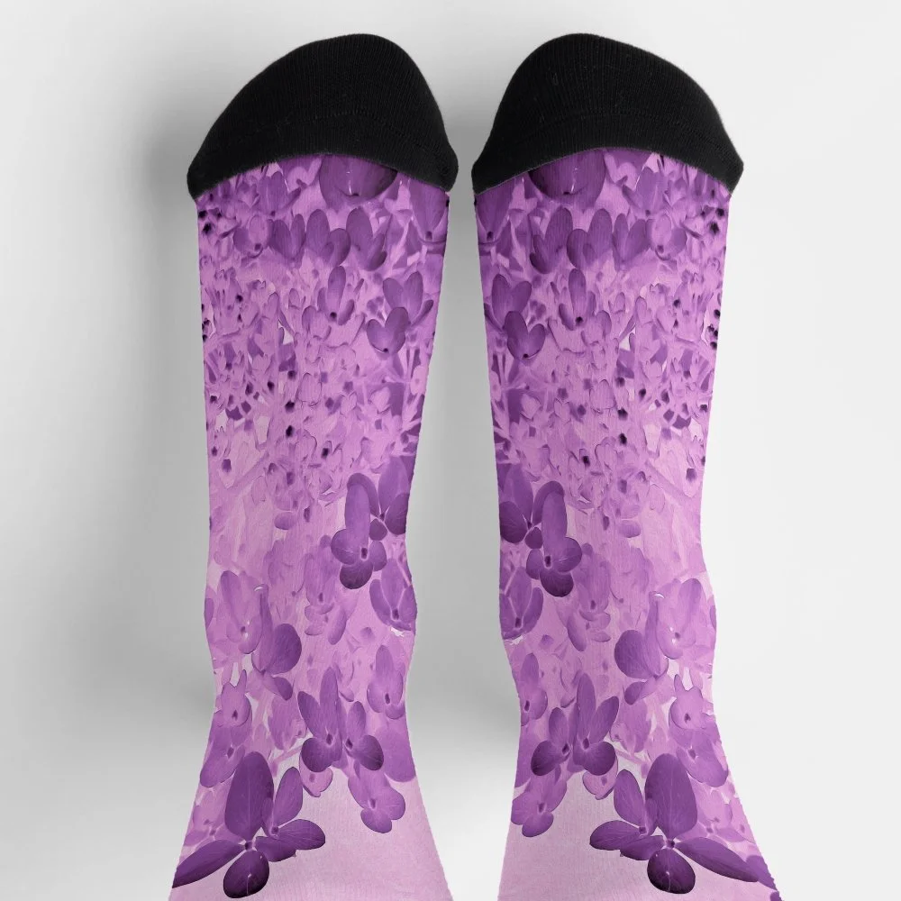 Elegant Pink and Black Limelight Hydrangea Socks