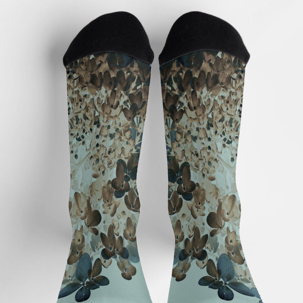 Elegant Brown and Navy Limelight Hydrangea Socks