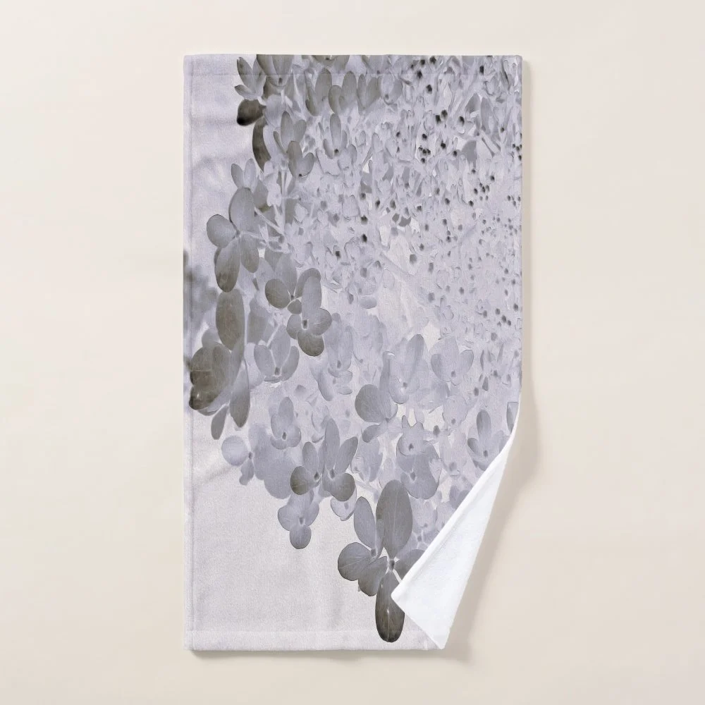 Elegant Black and Gray Limelight Hydrangea Hand Towel