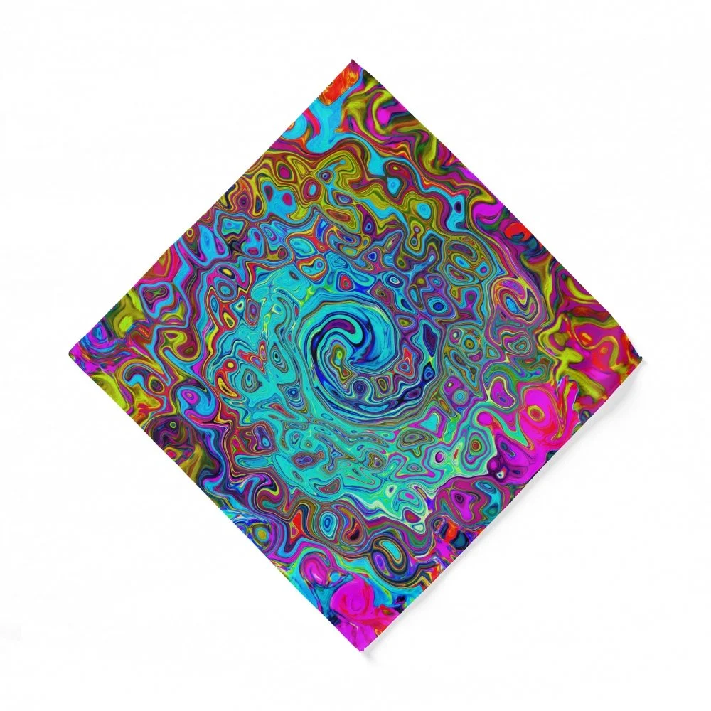 Trippy Sky Blue Abstract Retro Liquid Swirl Pocket Square