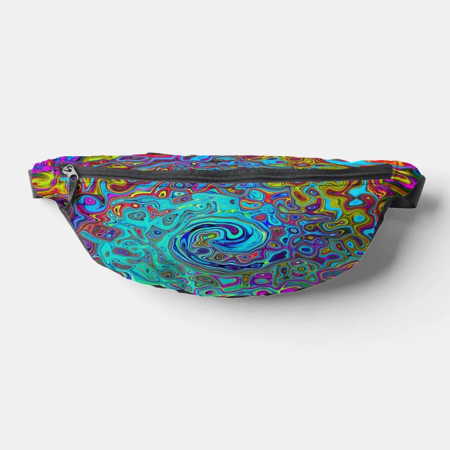 Trippy Sky Blue Abstract Retro Liquid Swirl Fanny Pack