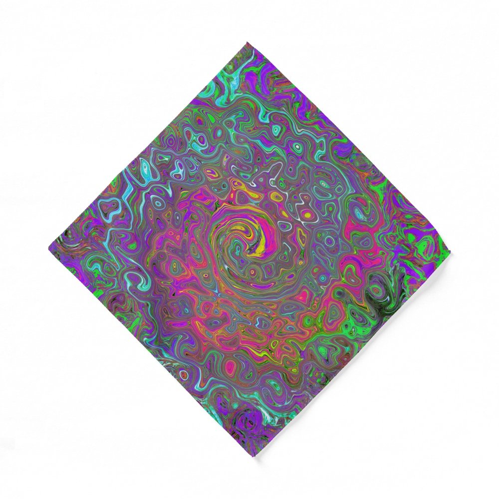 Trippy Hot Pink Abstract Retro Liquid Swirl Pocket Square