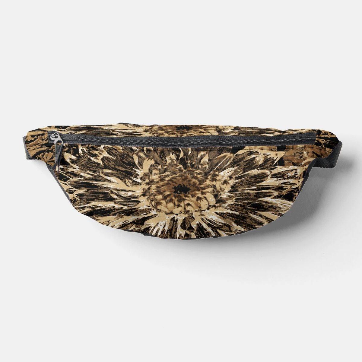 Black and Brown Dahlia Flower Fanny Pack