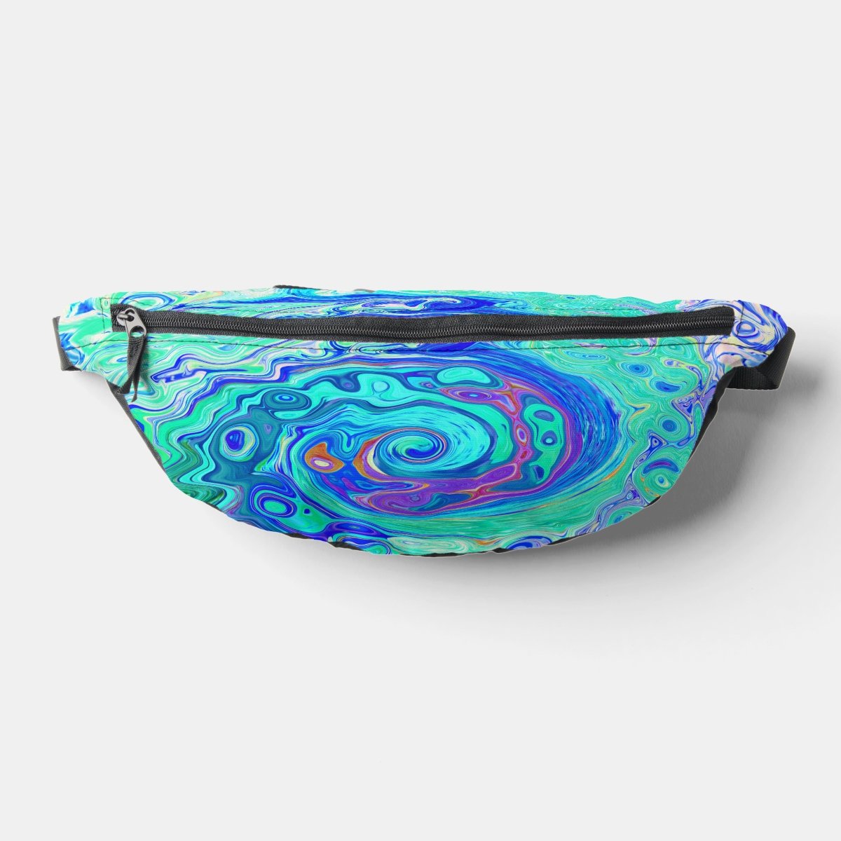 Groovy Abstract Ocean Blue and Green Liquid Swirl Fanny Pack