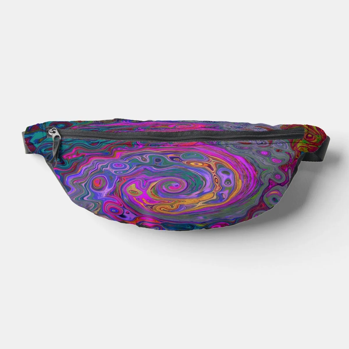Retro Magenta, Green and Orange Abstract Swirl Fanny Pack
