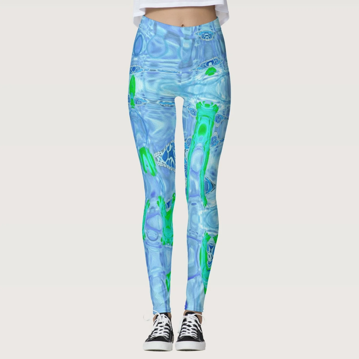 Cosmic Abstract Lavender Gray Retro Ripples Leggings
