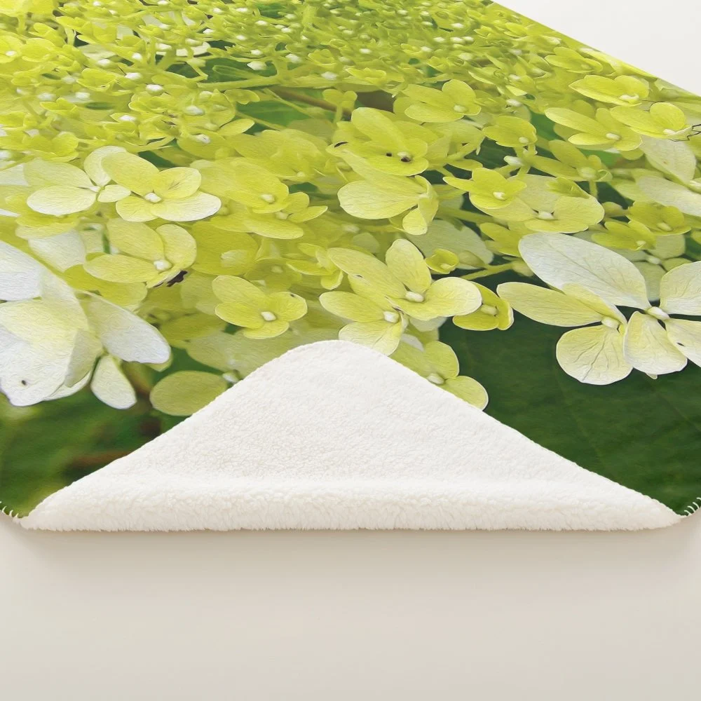 Elegant Chartreuse Green Limelight Hydrangea Sherpa Blanket